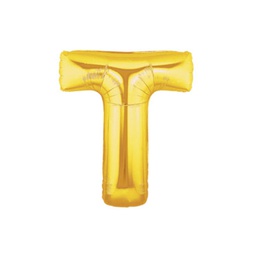 [2514920TG] M/Loon Mini T Gold Foil Balloon 7&quot; 1pk