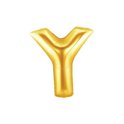 [2514926YG] M/Loon Mini Y Gold Foil Balloon 7&quot; 1pk