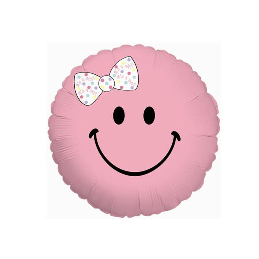 Smiley Baby Girl Round Foil Balloon 18&quot; 1pk