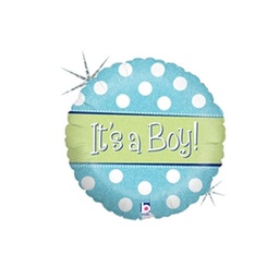 [2586761P] Polka Dot It's A Boy Foil 18/45cm Rnd