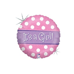 [2586762P] Polka Dot It's A Girl Foil 18/45cm Rnd