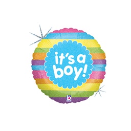 [2586901P] Rainbow Stripes It's a Boy Holo 18/45cm Rnd