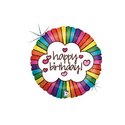 [2536140P] Retro Rainbow Birthday 18''/45cm Rnd  Holo