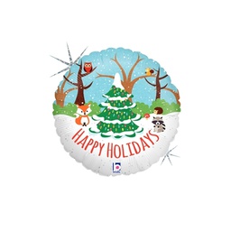 Woodland Holidays Holo Round Foil Balloon 18” 1pk