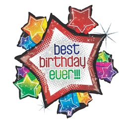 [2585892P] Starburst Birthday 37''/94cm Shape Holo (D)