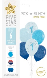 [750001] PICK-A-BUNCH 1st Birthday Boy 30cm  Blue/white 6pk