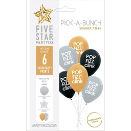 [750031] PICK-A-BUNCH Pop Fizz Clink 30cm  Blk/Sil/ Gold