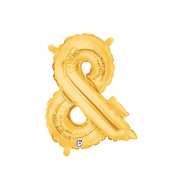 [2534861GP] M/loon Jnr. Ampersand Gold Foil 14&quot; Valved 1pk