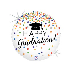 Glittering Grad Confetti Holo Round Foil Balloon 18” 1pk