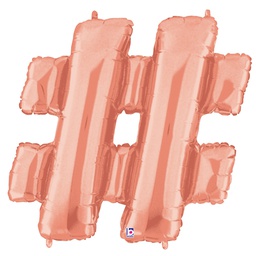 [2515862RG] Megaloon Hashtag Rose Gold Foil Balloon 40&quot; 1pk