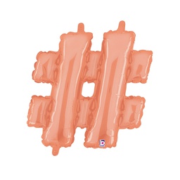 [2534862RGP] M/loon Jnr. Hashtag Rose Gold Foil 14&quot; Valved 1pk