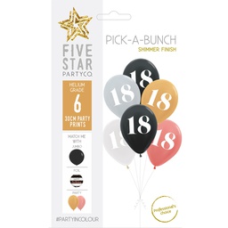 [750034] PICK-A-BUNCH 18th Birthday 30cm Asst 6pk
