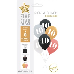 [750040] PICK-A-BUNCH 40th Birthday 30cm Asst 6pk