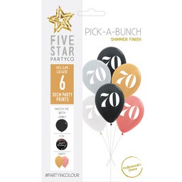 [750043] PICK-A-BUNCH 70th Birthday 30cm Asst 6pk