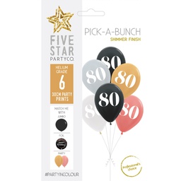 [750044] PICK-A-BUNCH 80th Birthday 30cm Asst 6pk