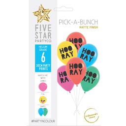 [750053] PICK-A-BUNCH Hooray 30cm Asst 6pk
