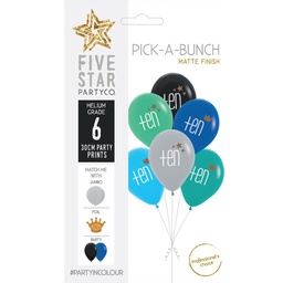 [750077] PICK-A-BUNCH Ten Crown/Stars 30cm Asst 6pk