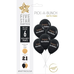 [750080] PICK-A-BUNCH H/Bday 30cm Black 6pk