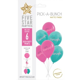 [750089] PICK-A-BUNCH Let's Flamingle 30cm Turq/Fuch 6pk