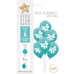 [750100] PICK-A-BUNCH Bow 30cm Classic Turquiose 6pk