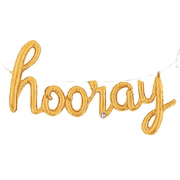 [2535805P] Shape Script Hooray Gold Foil 44&quot; 1pk