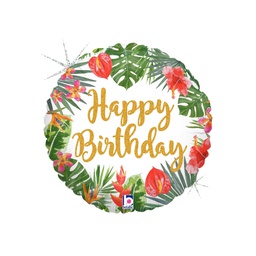 [2536805P] Round Holo Tropical Birthday Foil 18&quot; 1pk