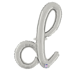 [2534704dSP] M/Loon Script d Silver 24&quot; Foil  Air filled 1pk