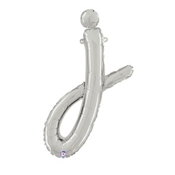 [2534710jSP] M/Loon Script j Silver 24&quot; Foil  Air filled 1pk