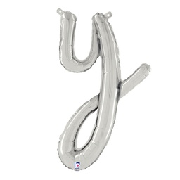 [2534725ySP] M/Loon Script y Silver 24&quot; Foil  Air filled 1pk