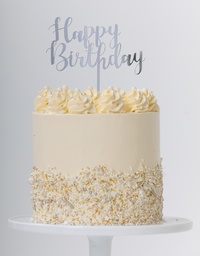 [420020] FS Cake Topper H/BIRTHDAY Silver 1pk