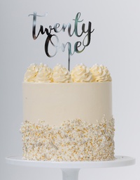 [420110] FS Cake Topper TWENTY ONE Silver 1pk