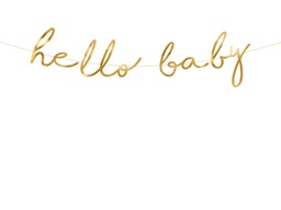 [2683019] PD Banner Cursive Hello Baby Gold 1pkt 18x70CM