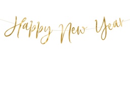 [2688019] PD Banner Cursive Happy New Year Gold 1pkt 422x46CM