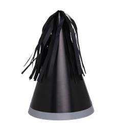 [6150BKP] FS Party Hat with Tassel Topper Black 10pk