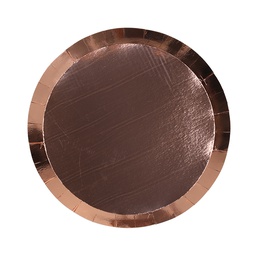 [6170MRGP] FS Paper Round Snack Plate 7&quot; Met Rose Gold 20pk (D)