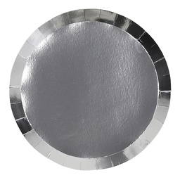 [6180MSP] FS Paper Round Dinner Plate 9&quot; Met Silver 20pk